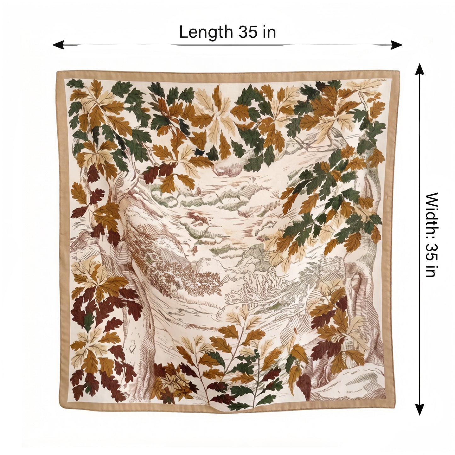 Landscape Floral Square Scarf Large Lightweight Neck Hair Shawl Wrap 35 Inch