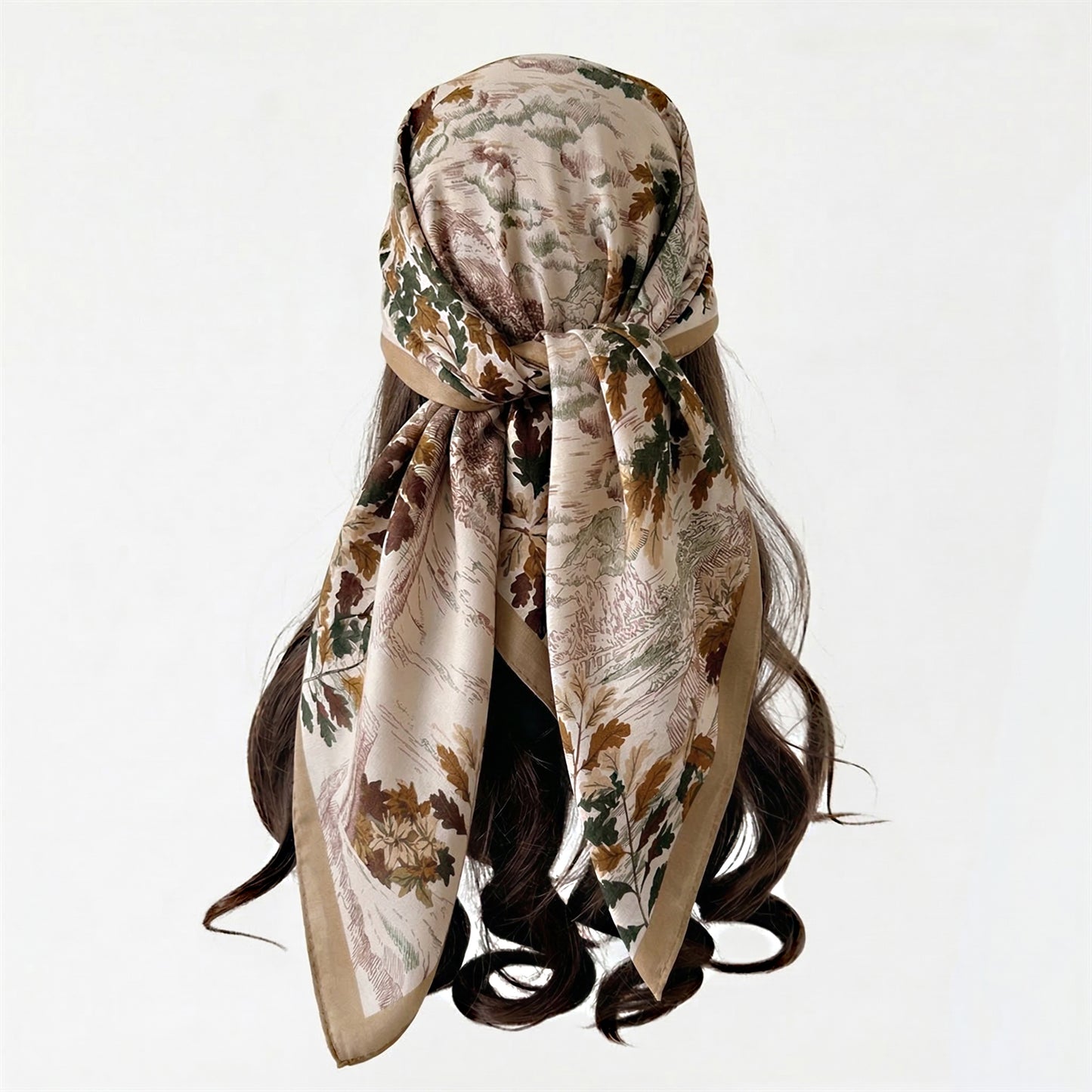 Landscape Floral Square Scarf Large Lightweight Neck Hair Shawl Wrap 35 Inch