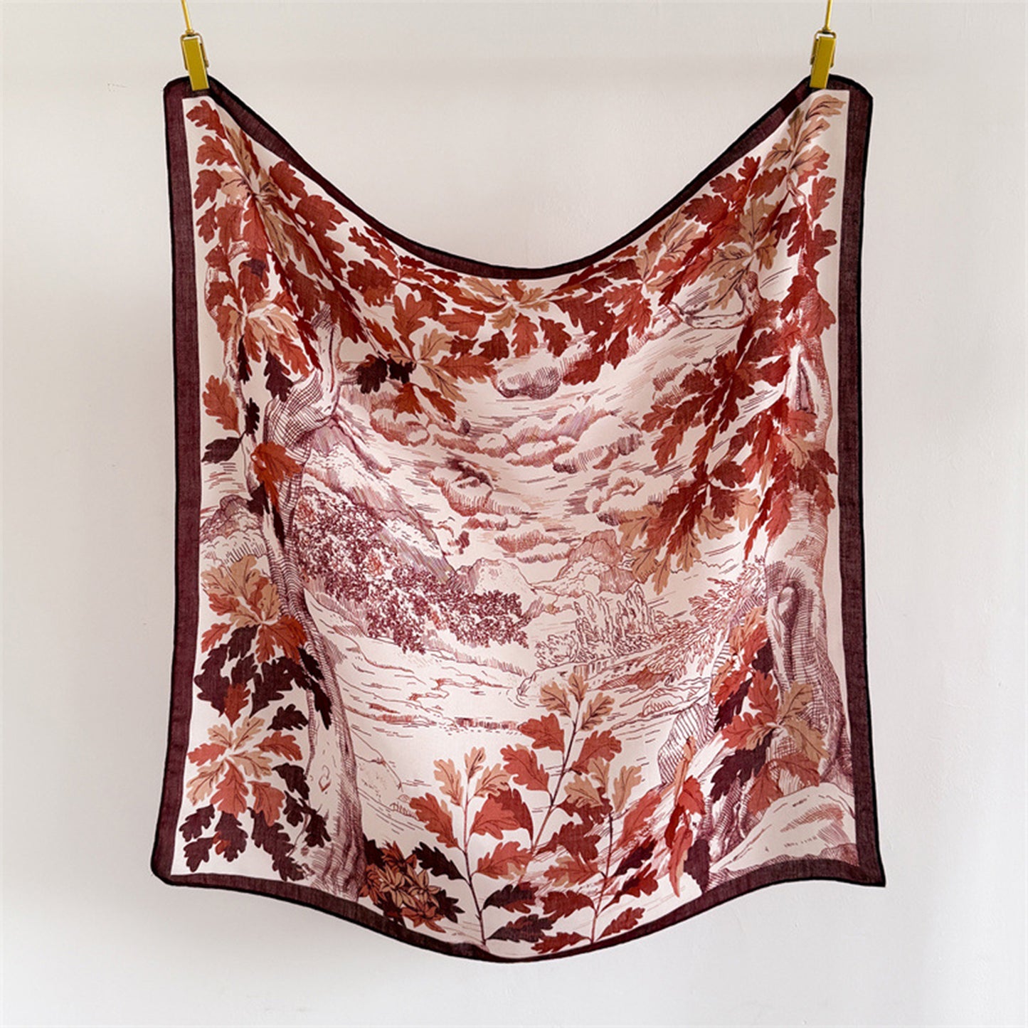 Landscape Floral Square Scarf Large Lightweight Neck Hair Shawl Wrap 35 Inch