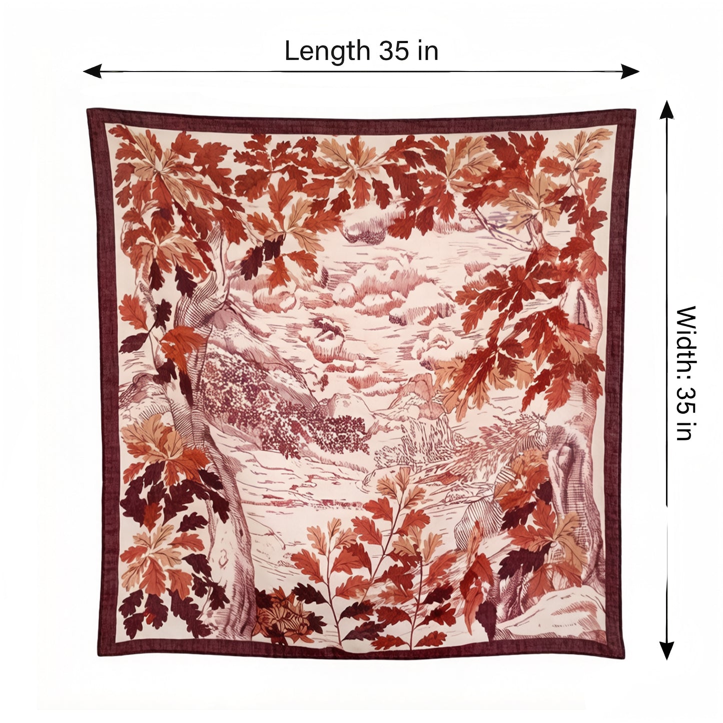 Landscape Floral Square Scarf Large Lightweight Neck Hair Shawl Wrap 35 Inch