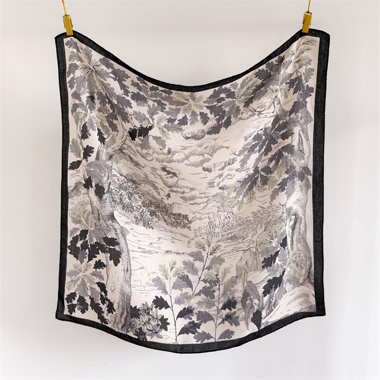 Landscape Floral Square Scarf Large Lightweight Neck Hair Shawl Wrap 35 Inch