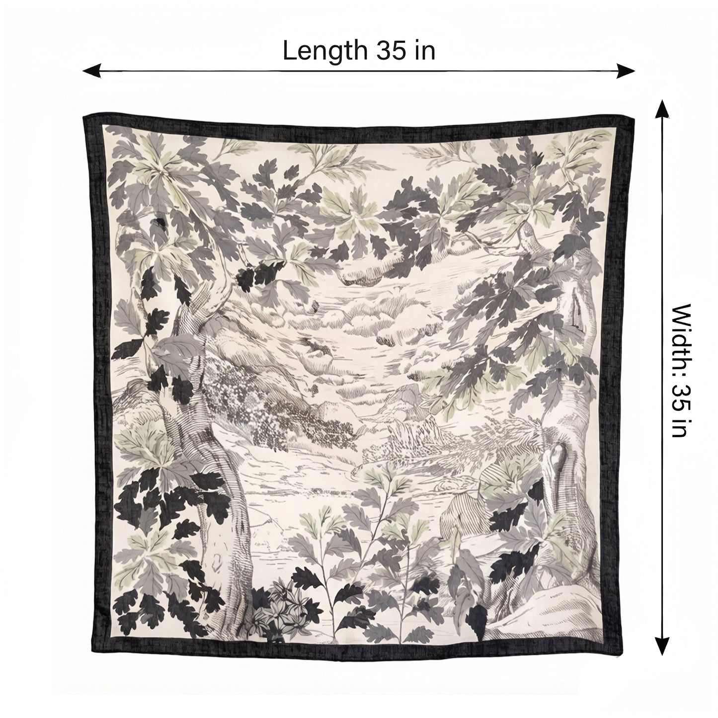 Landscape Floral Square Scarf Large Lightweight Neck Hair Shawl Wrap 35 Inch