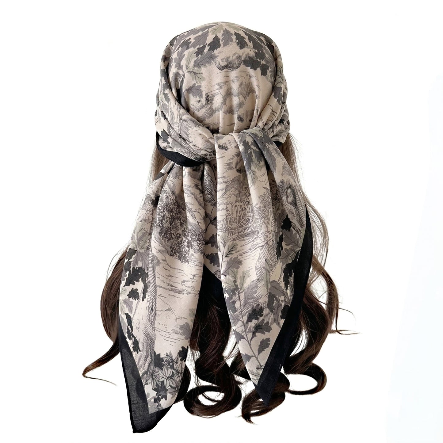 Landscape Floral Square Scarf Large Lightweight Neck Hair Shawl Wrap 35 Inch