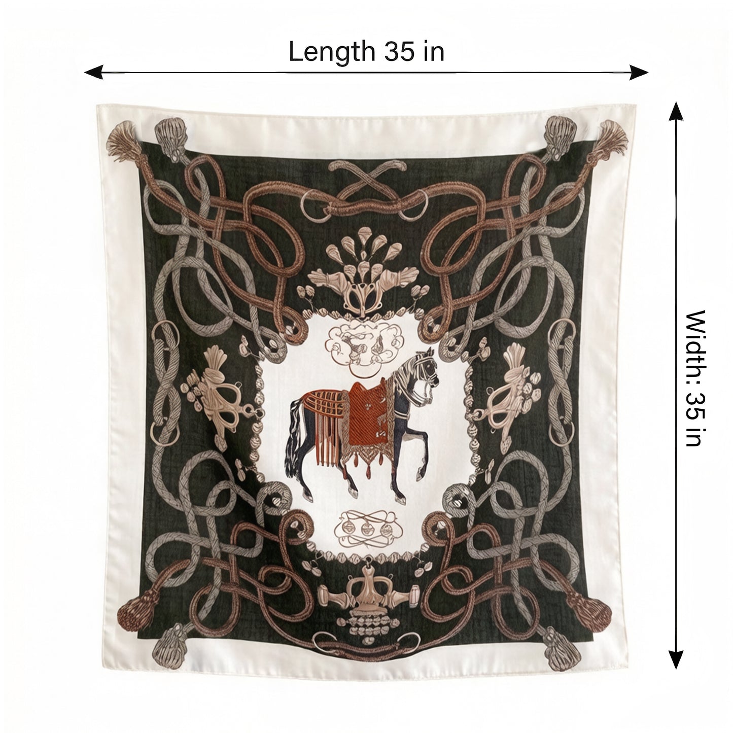 Horse Print Large Square Scarf Lightweight Neck Hair Shawl Wrap 35 x 35 Inch