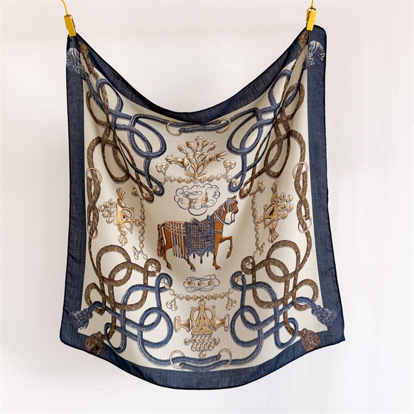 Horse Print Large Square Scarf Lightweight Neck Hair Shawl Wrap 35 x 35 Inch