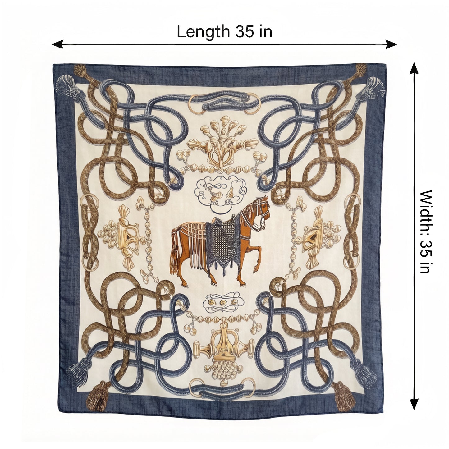 Horse Print Large Square Scarf Lightweight Neck Hair Shawl Wrap 35 x 35 Inch