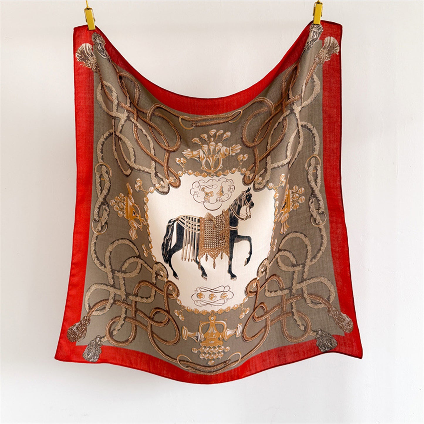Horse Print Large Square Scarf Lightweight Neck Hair Shawl Wrap 35 x 35 Inch
