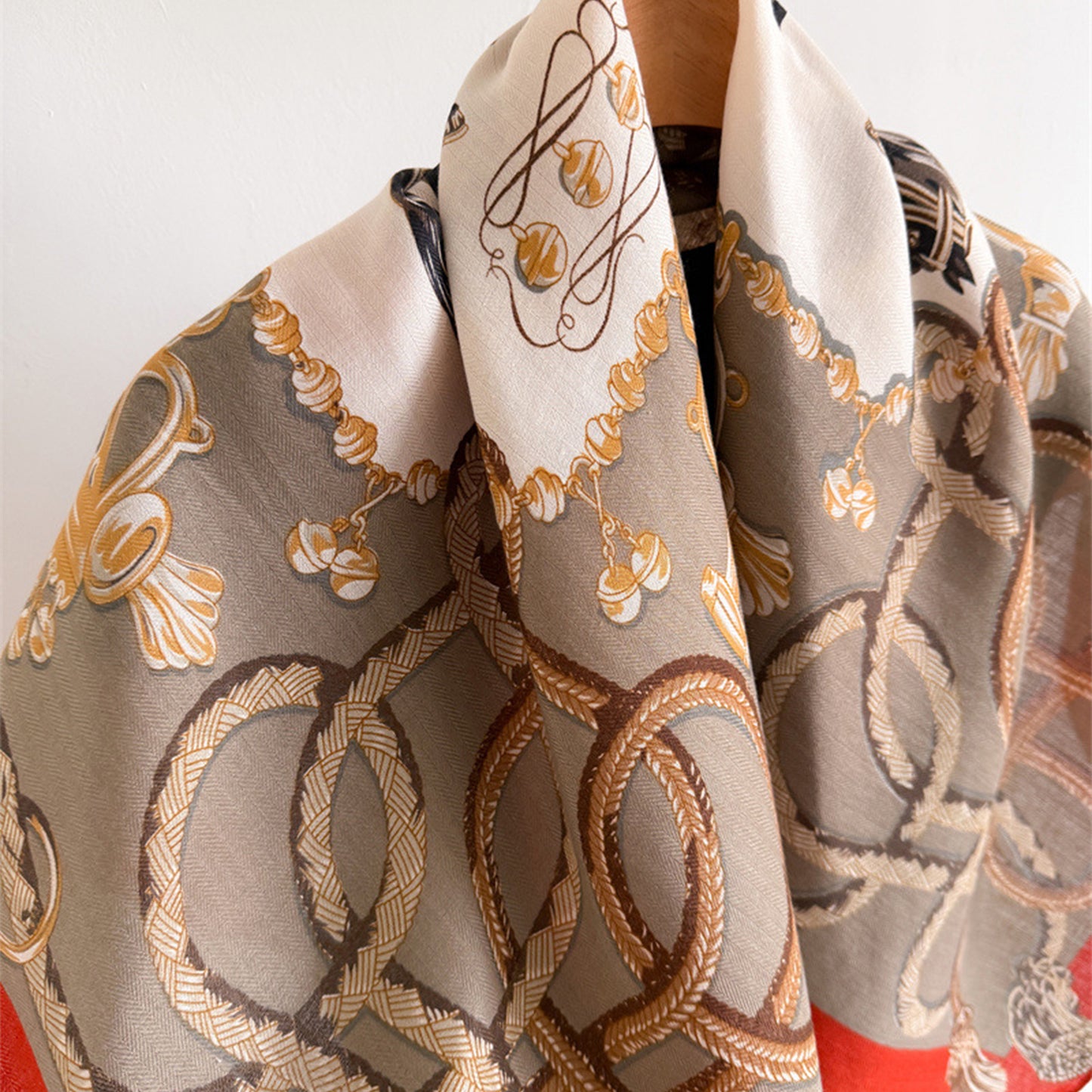 Horse Print Large Square Scarf Lightweight Neck Hair Shawl Wrap 35 x 35 Inch