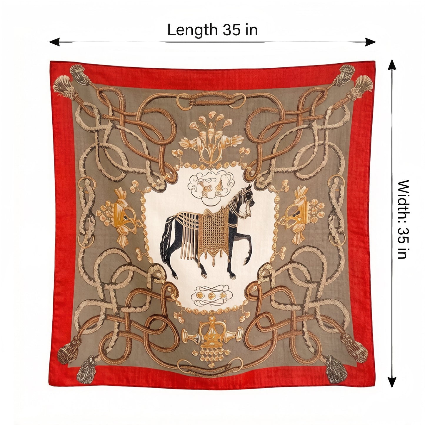 Horse Print Large Square Scarf Lightweight Neck Hair Shawl Wrap 35 x 35 Inch