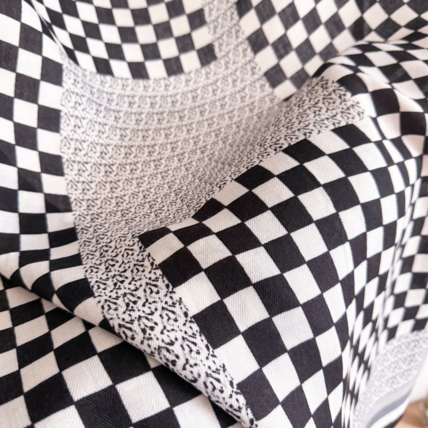 Checkered Large Square Scarf Lightweight Head Neck Hair Wrap 35 Inch