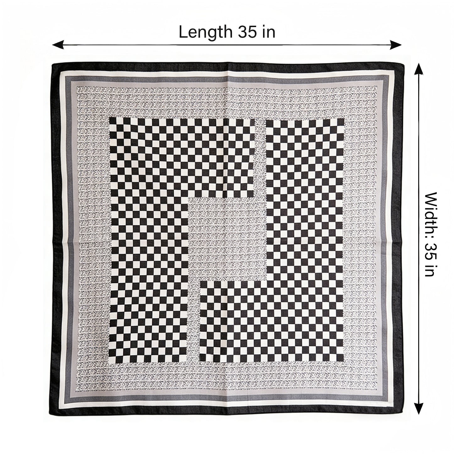 Checkered Large Square Scarf Lightweight Head Neck Hair Wrap 35 Inch