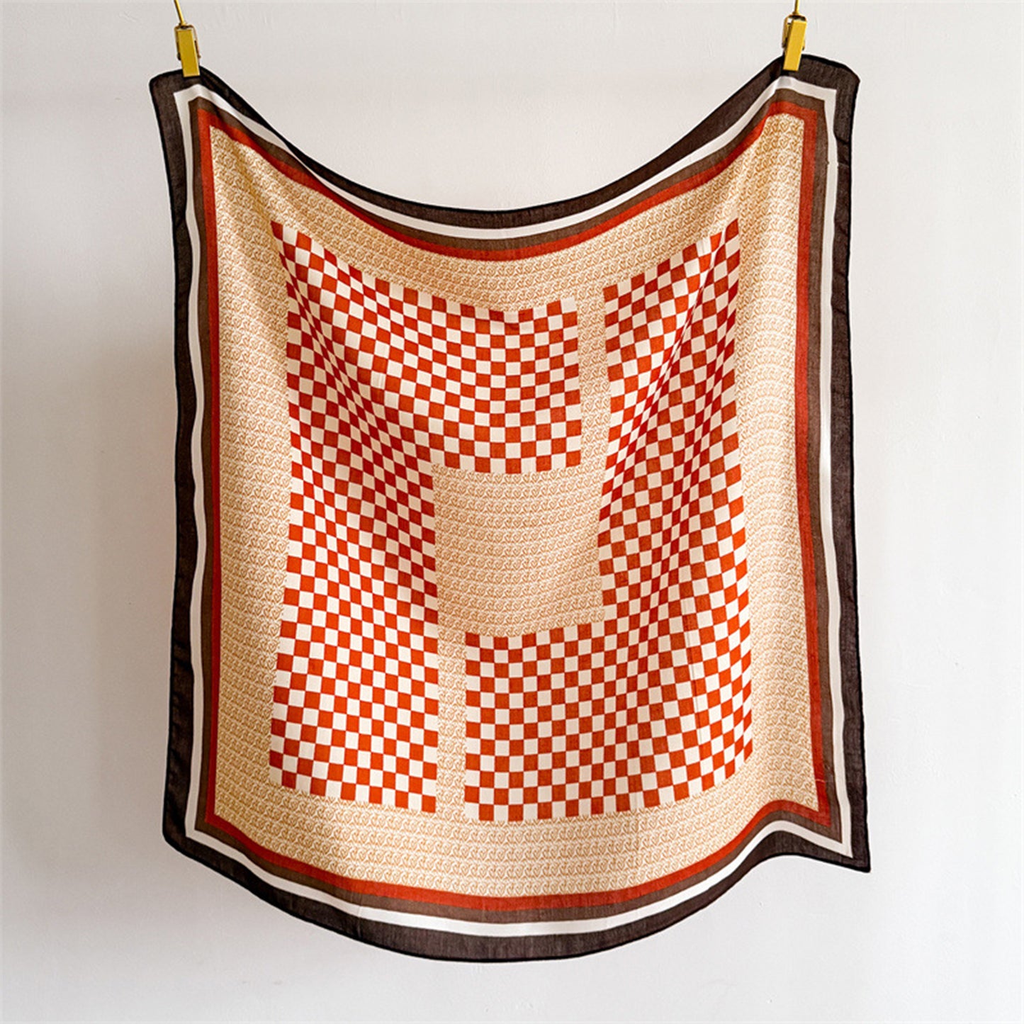Checkered Large Square Scarf Lightweight Head Neck Hair Wrap 35 Inch