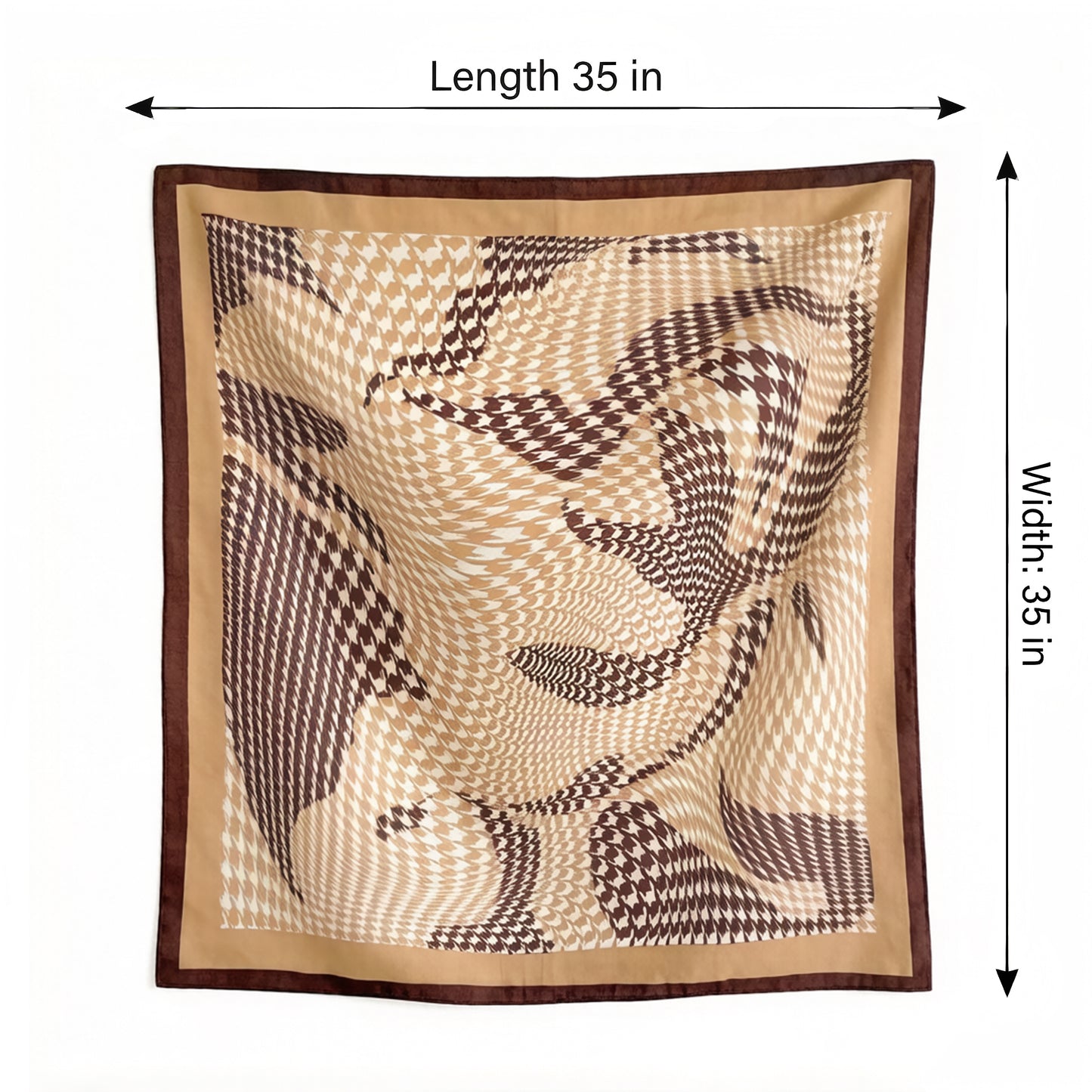 Houndstooth Large Square Scarf Lightweight Head Neck Hair Wrap 35 Inch