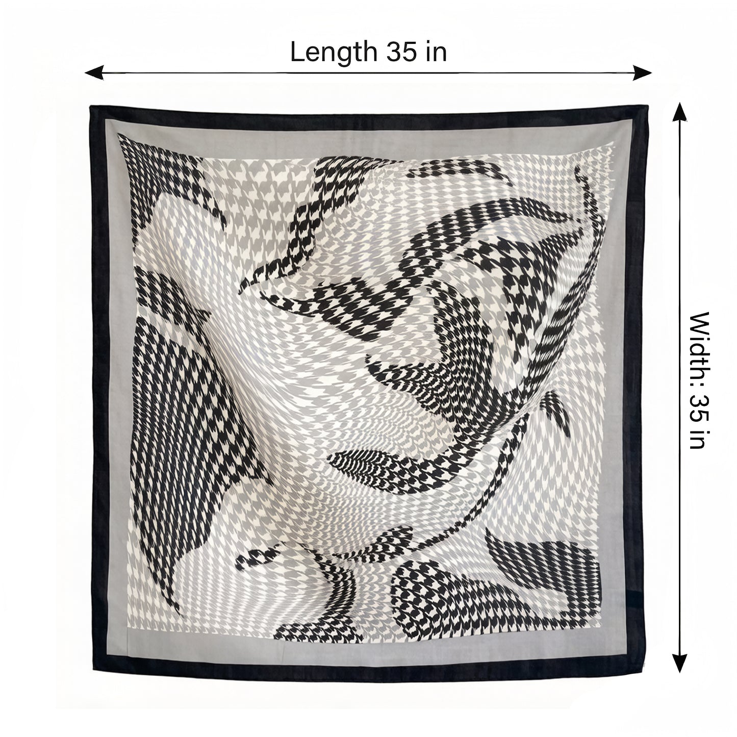 Houndstooth Large Square Scarf Lightweight Head Neck Hair Wrap 35 Inch