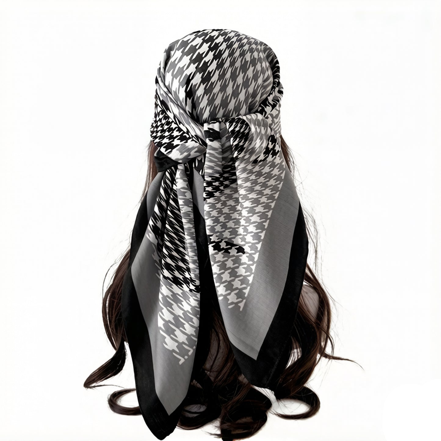 Houndstooth Large Square Scarf Lightweight Head Neck Hair Wrap 35 Inch