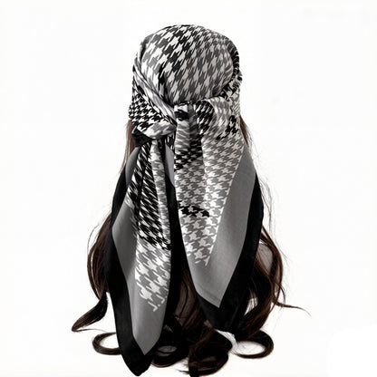 Houndstooth Large Square Scarf Lightweight Head Neck Hair Wrap 35 Inch