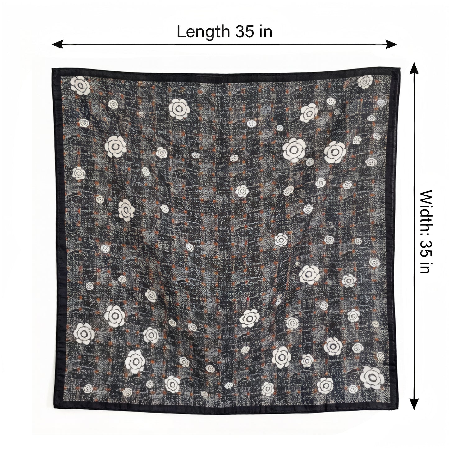 Floral Large Square Scarf Lightweight Head Neck Hair Wrap Shawl 35 Inch
