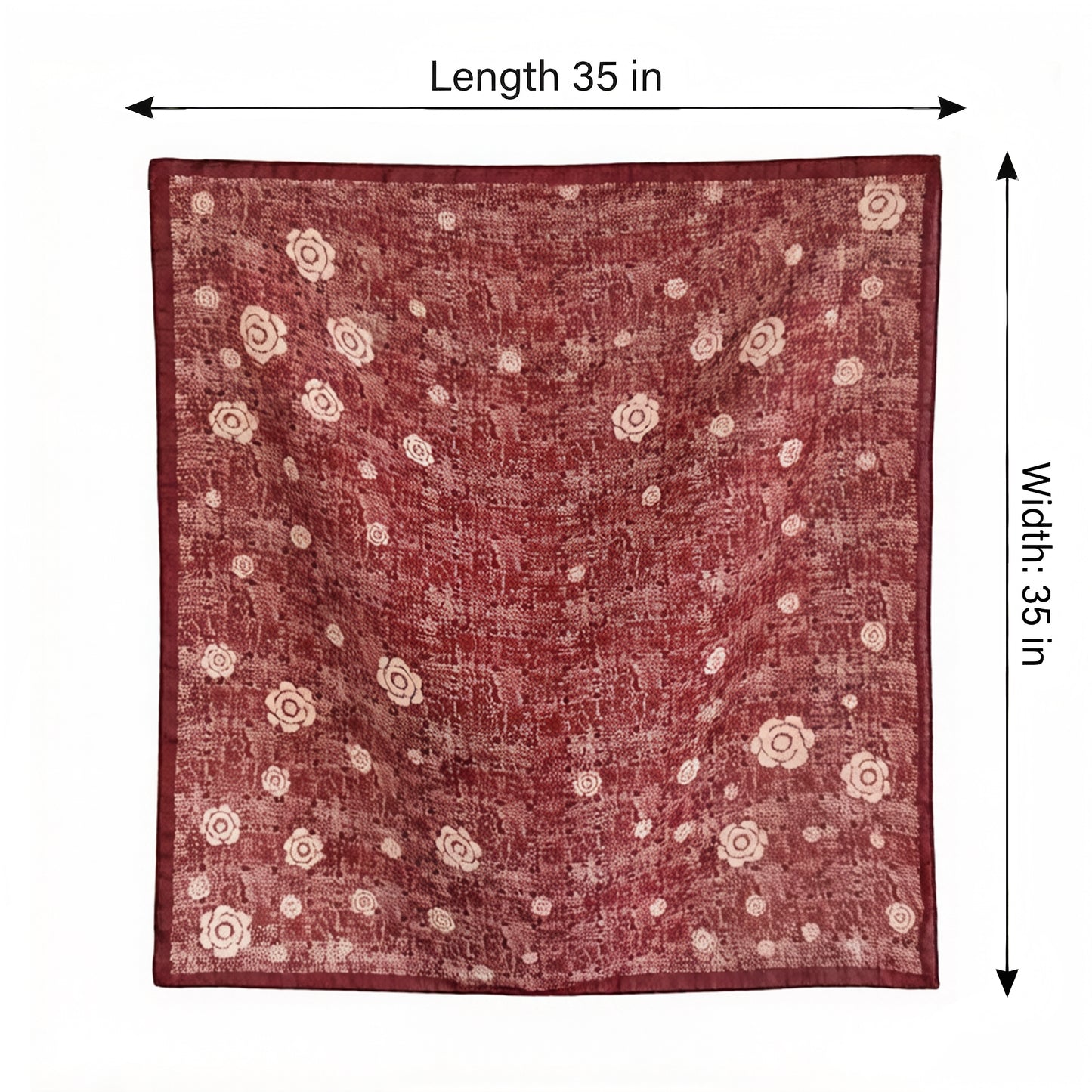 Floral Large Square Scarf Lightweight Head Neck Hair Wrap Shawl 35 Inch