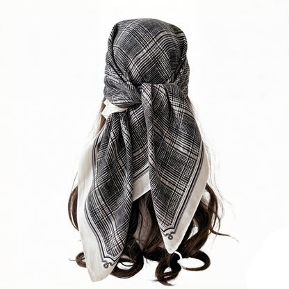 Plaid Large Square Scarf Lightweight Head Neck Hair Wrap Shawl 35 Inch
