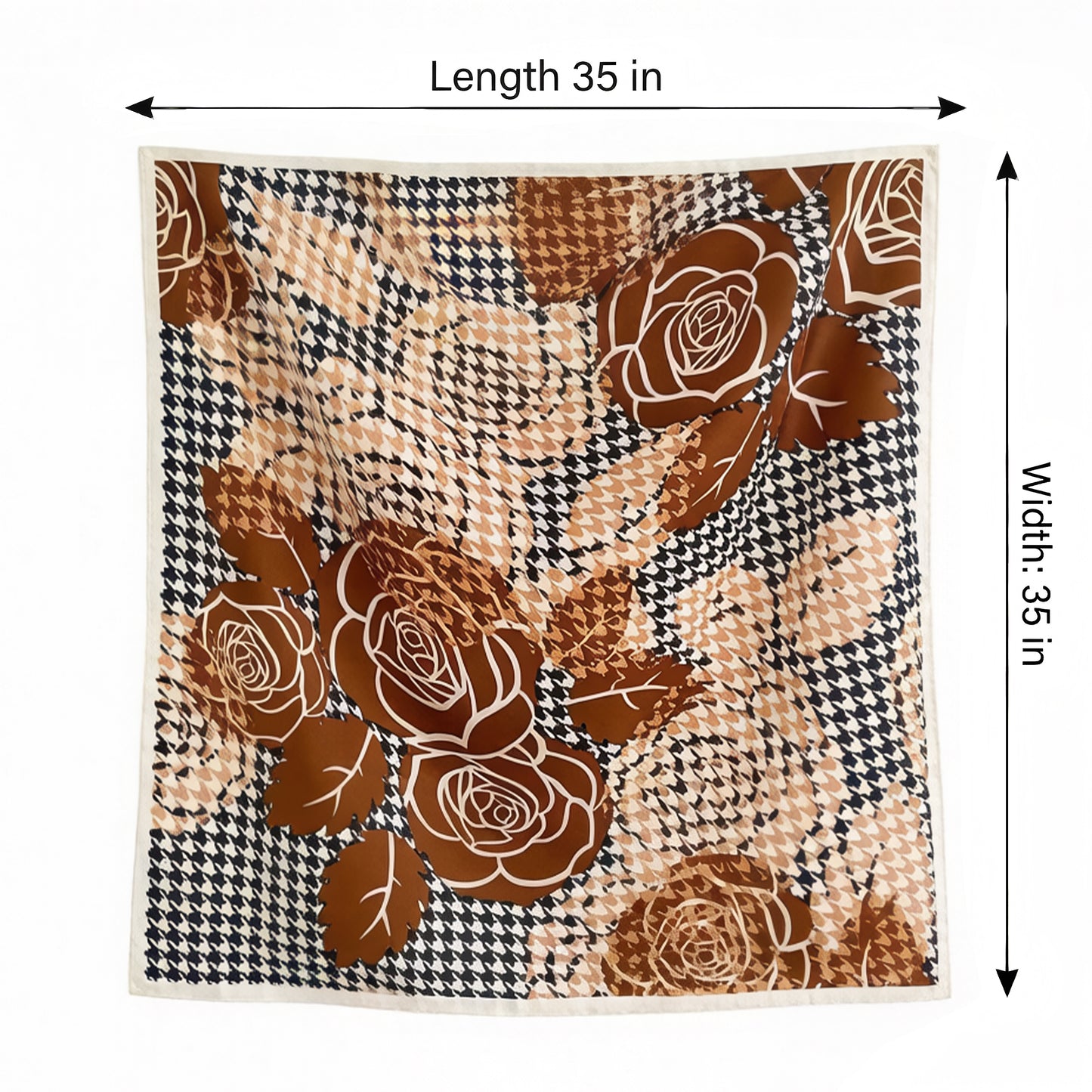 Floral Large Square Scarf Lightweight Head Neck Hair Wrap Shawl 35 Inch