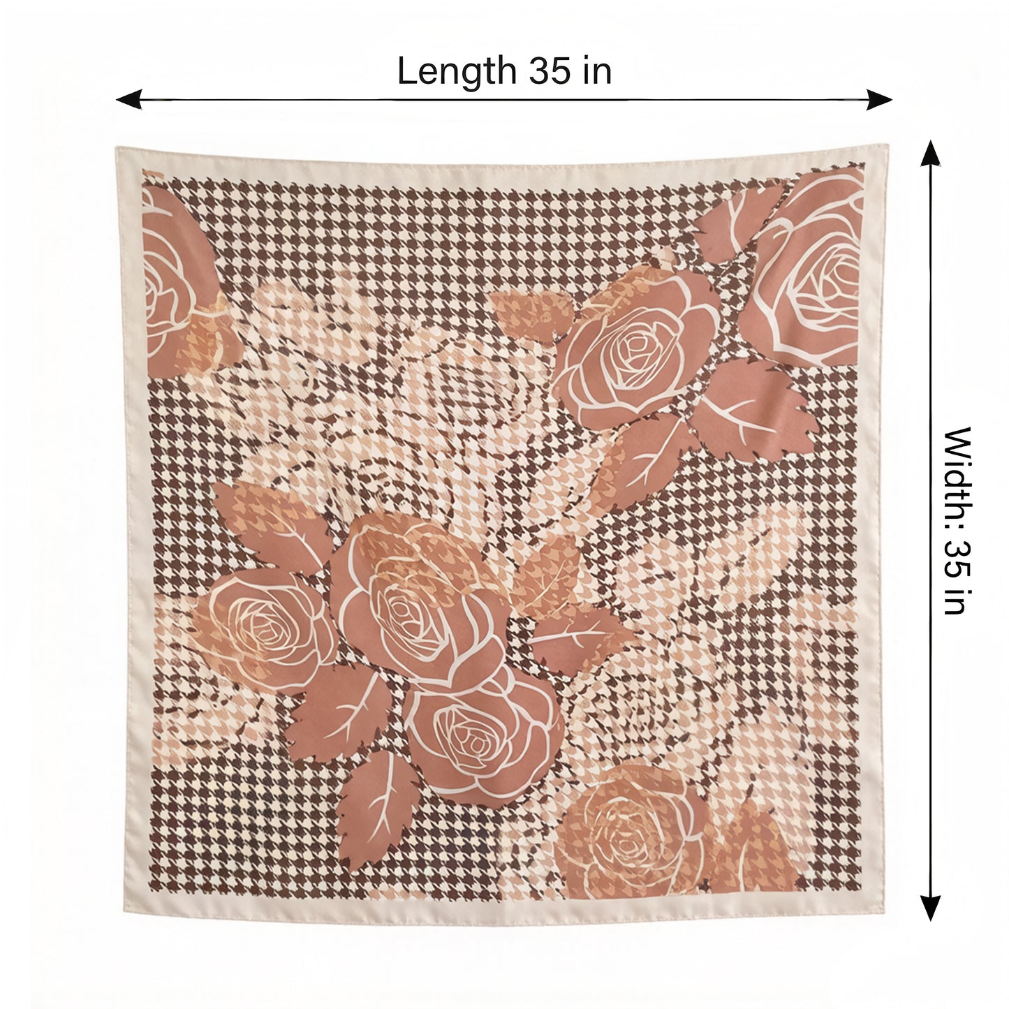 Floral Large Square Scarf Lightweight Head Neck Hair Wrap Shawl 35 Inch