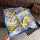 Square Satin Scarf Floral Lemon Print Lightweight Hair Neck Accessory