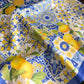 Square Satin Scarf Floral Lemon Print Lightweight Hair Neck Accessory