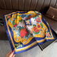 Square Satin Scarf Floral Lemon Print Lightweight Hair Neck Accessory