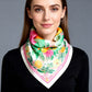 Square Satin Scarf Floral Lemon Print Lightweight Hair Neck Accessory