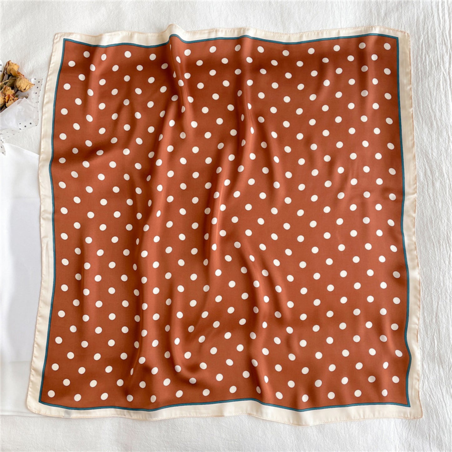 Polka Dot Square Satin Scarf Lightweight Hair Neck Fashion Accessory