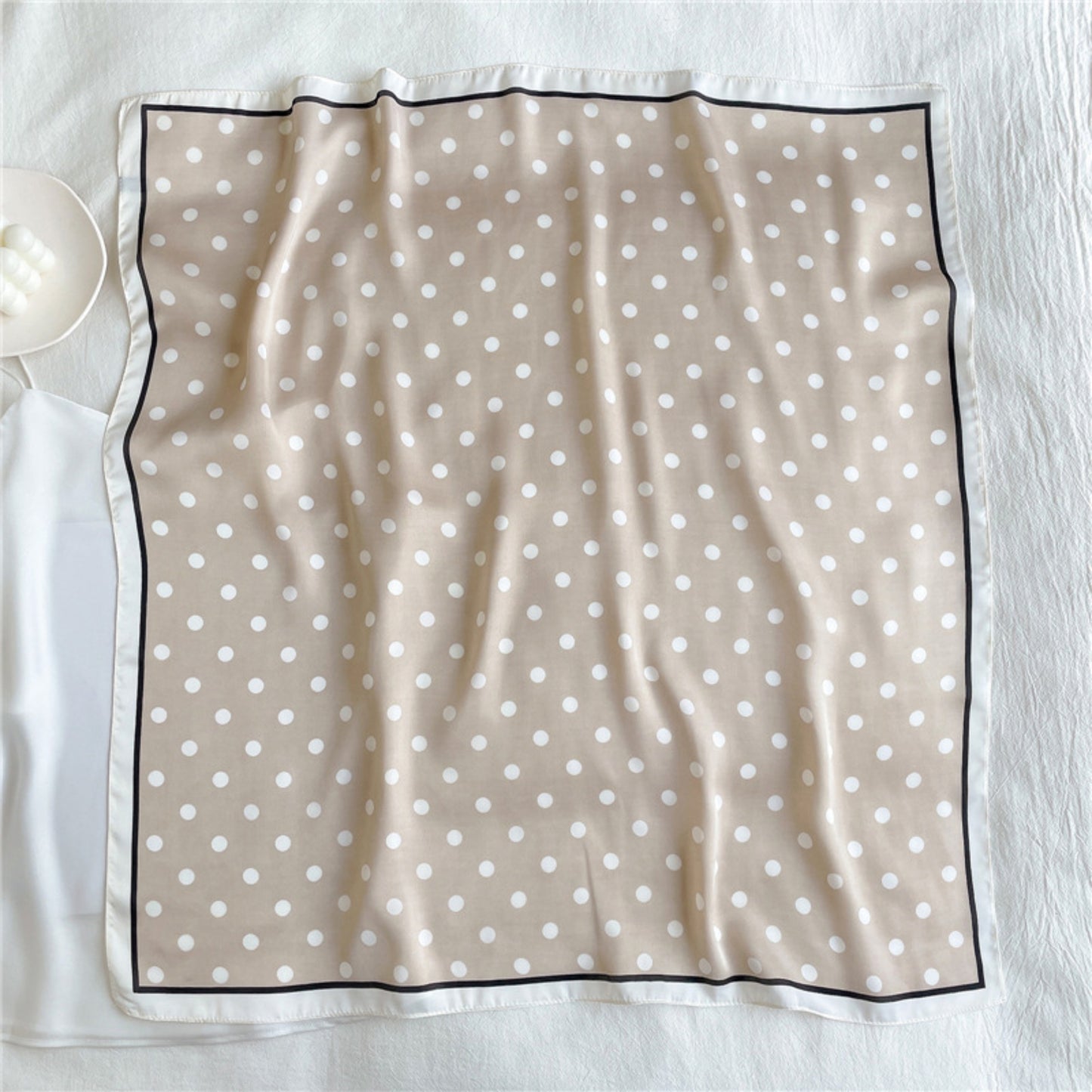 Polka Dot Square Satin Scarf Lightweight Hair Neck Fashion Accessory