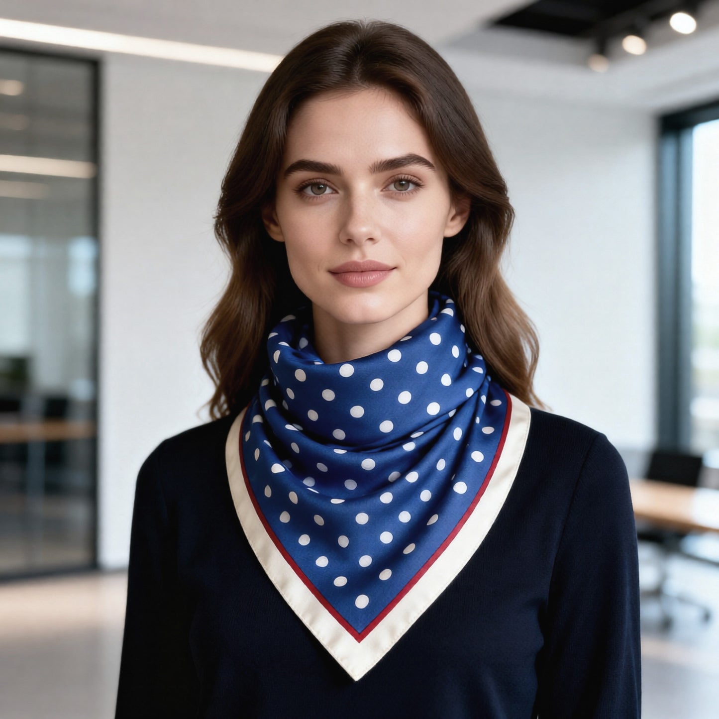 Polka Dot Square Satin Scarf Lightweight Hair Neck Fashion Accessory