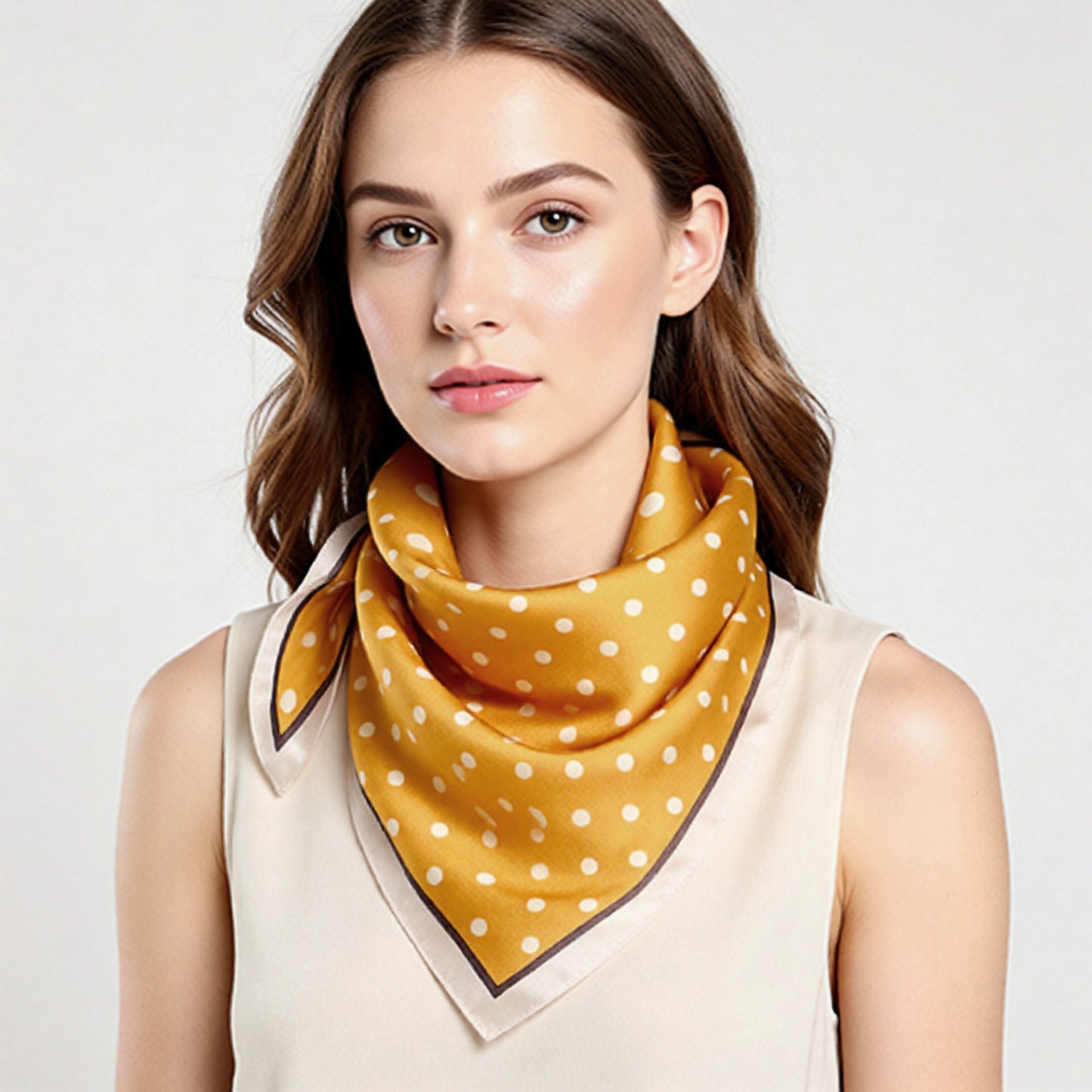 Polka Dot Square Satin Scarf Lightweight Hair Neck Fashion Accessory