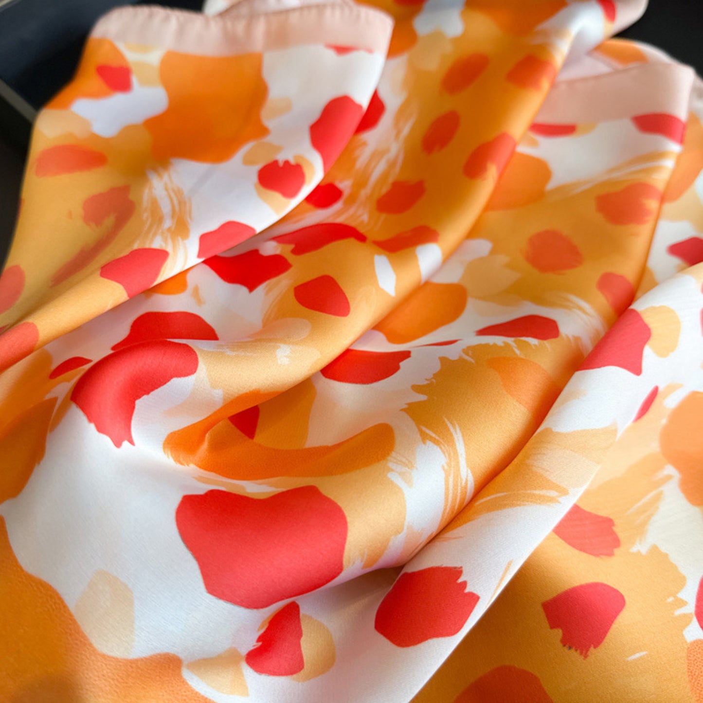 Abstract Print Square Satin Scarf Lightweight Hair Neck Accessory