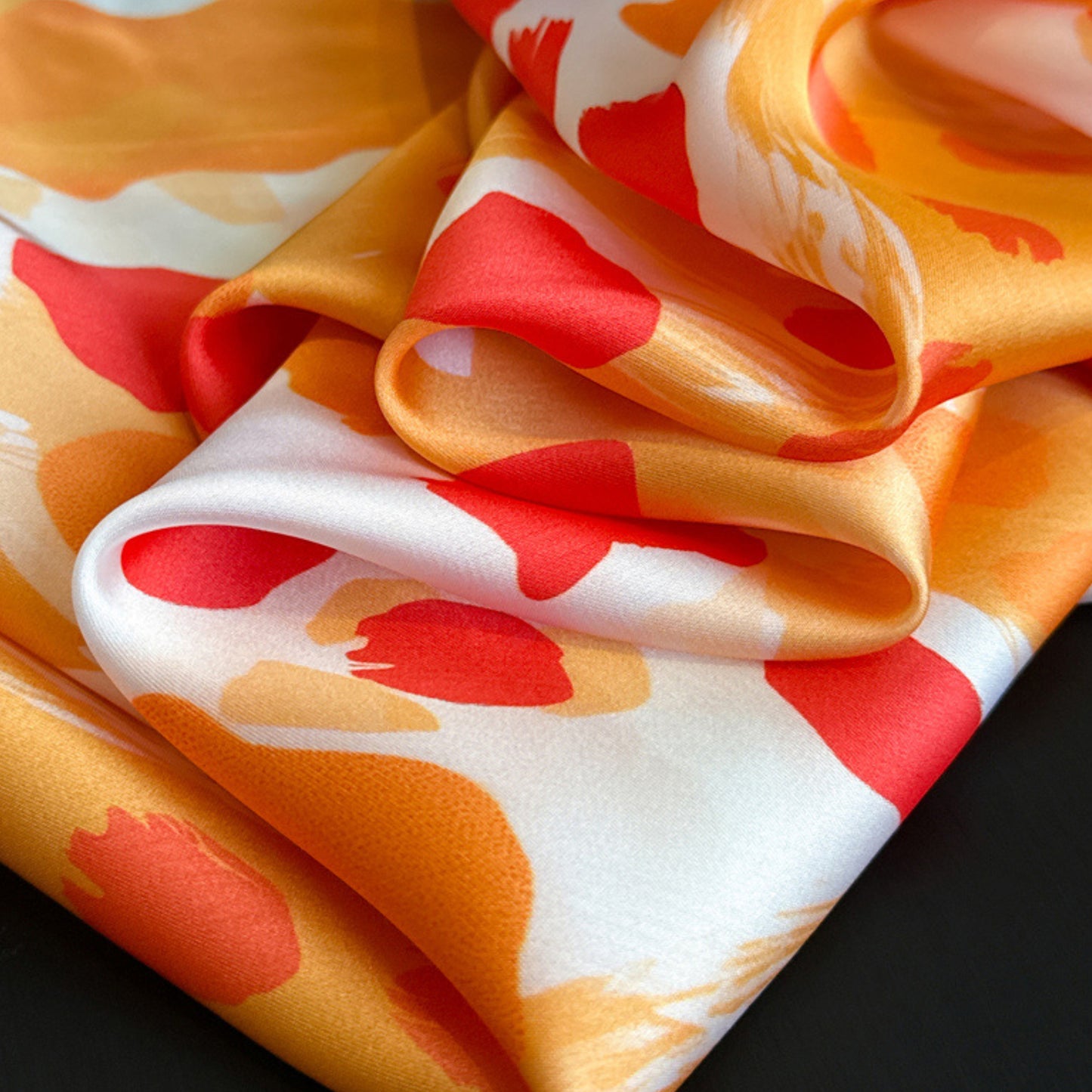 Abstract Print Square Satin Scarf Lightweight Hair Neck Accessory