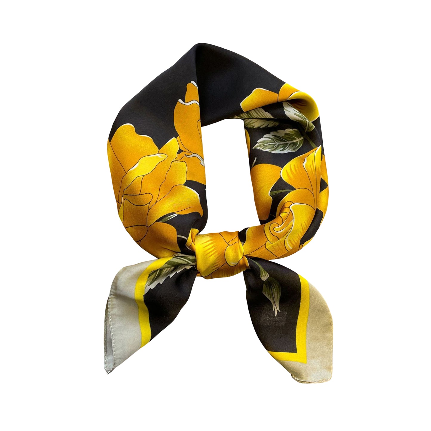 Floral Satin Square Scarf Lightweight Soft Hair Neck Wrap Accessory
