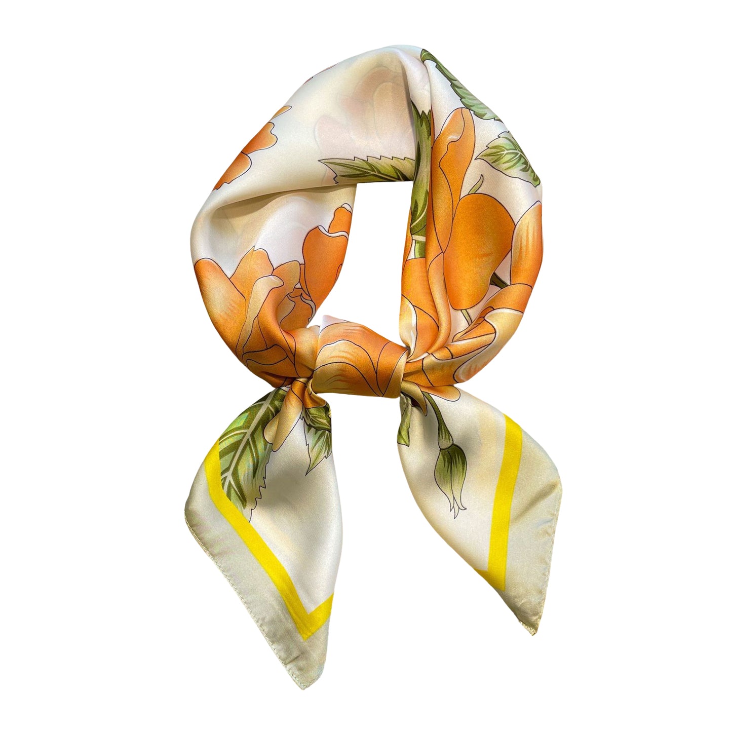 Floral Satin Square Scarf Lightweight Soft Hair Neck Wrap Accessory