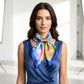 Floral Patchwork Satin Square Scarf Lightweight Soft Hair Neck Wrap Accessory