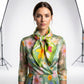 Floral Patchwork Satin Square Scarf Lightweight Soft Hair Neck Wrap Accessory