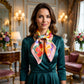 Floral Patchwork Satin Square Scarf Lightweight Soft Hair Neck Wrap Accessory