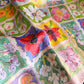 Floral Patchwork Satin Square Scarf Lightweight Soft Hair Neck Wrap Accessory