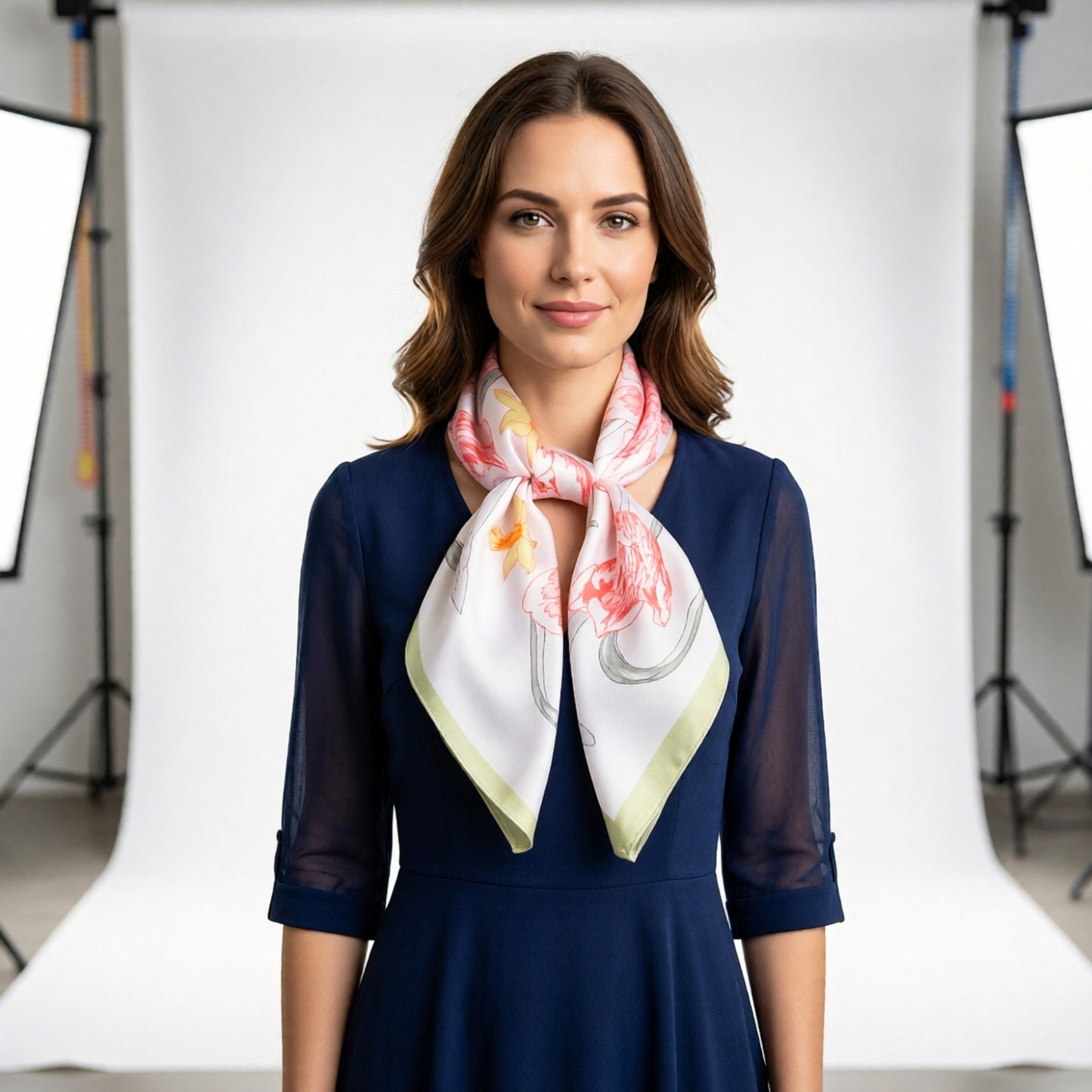 Floral Print Satin Square Scarf Soft Lightweight Hair Neck Wrap Fashion Accessory