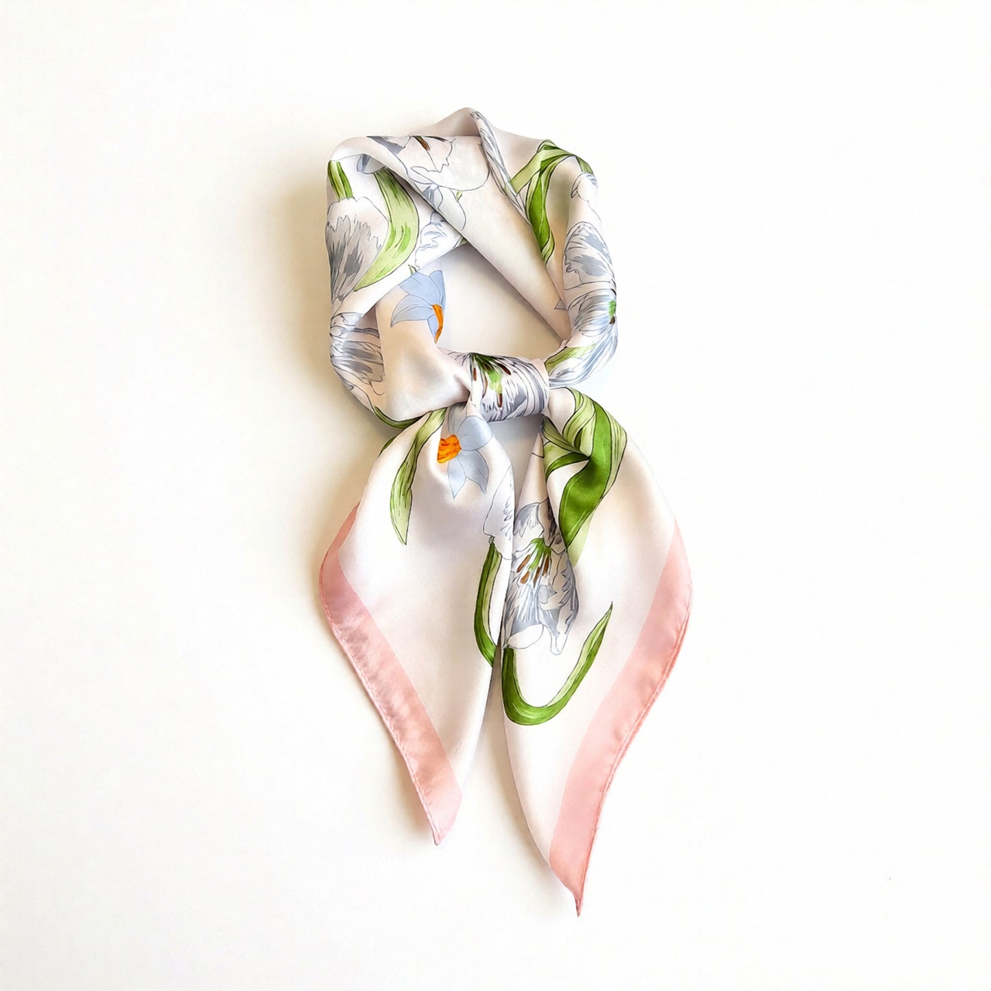 Floral Print Satin Square Scarf Soft Lightweight Hair Neck Wrap Fashion Accessory
