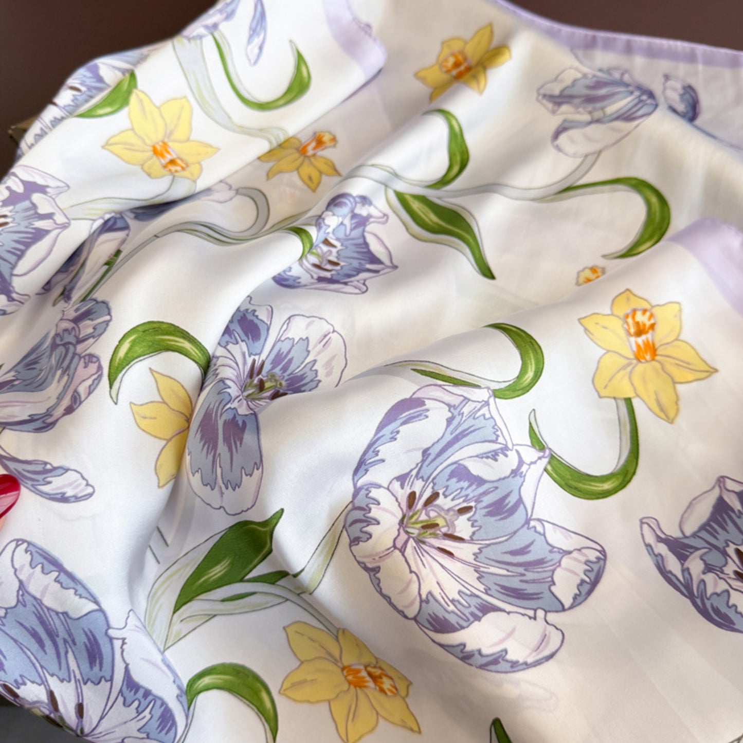 Floral Print Satin Square Scarf Soft Lightweight Hair Neck Wrap Fashion Accessory