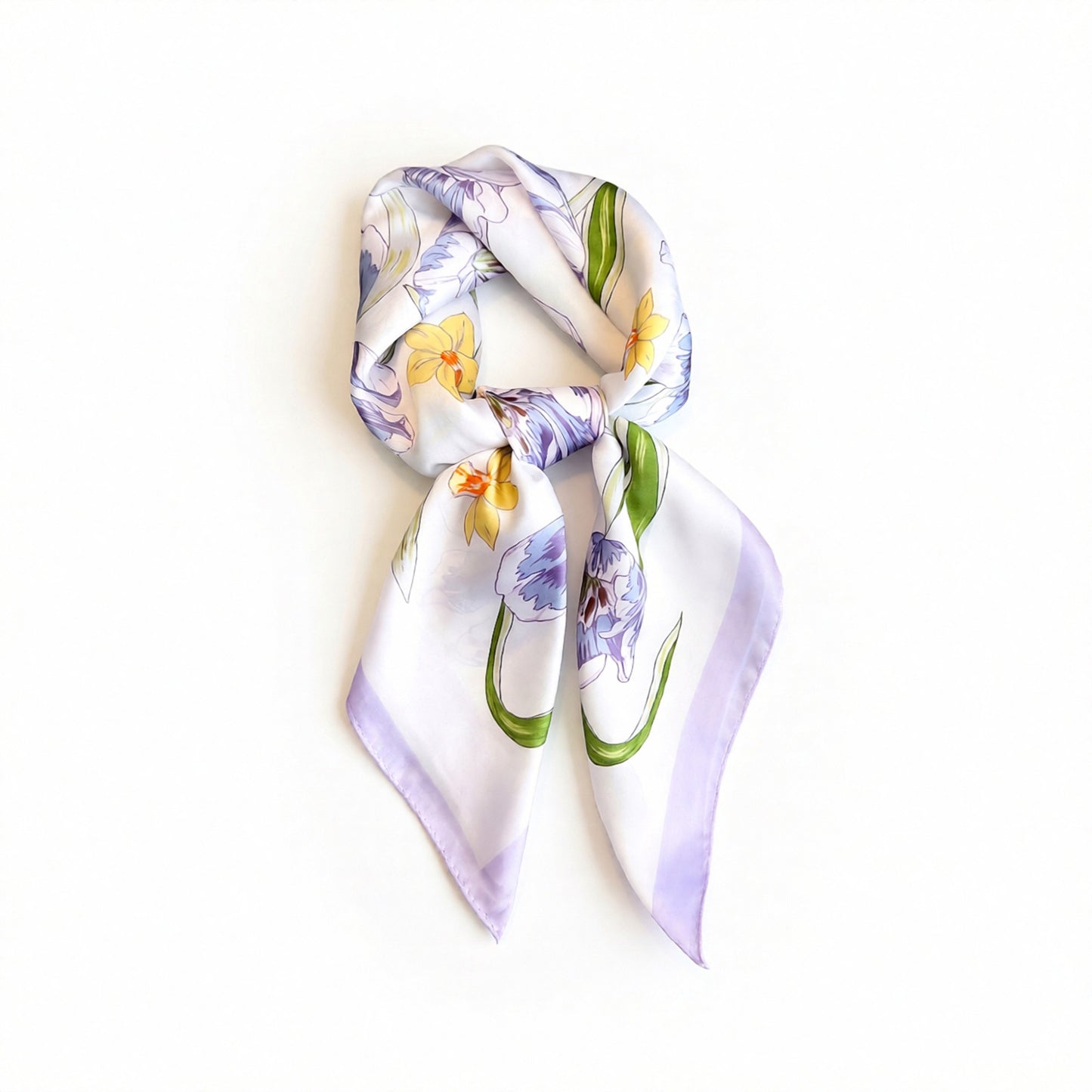 Floral Print Satin Square Scarf Soft Lightweight Hair Neck Wrap Fashion Accessory