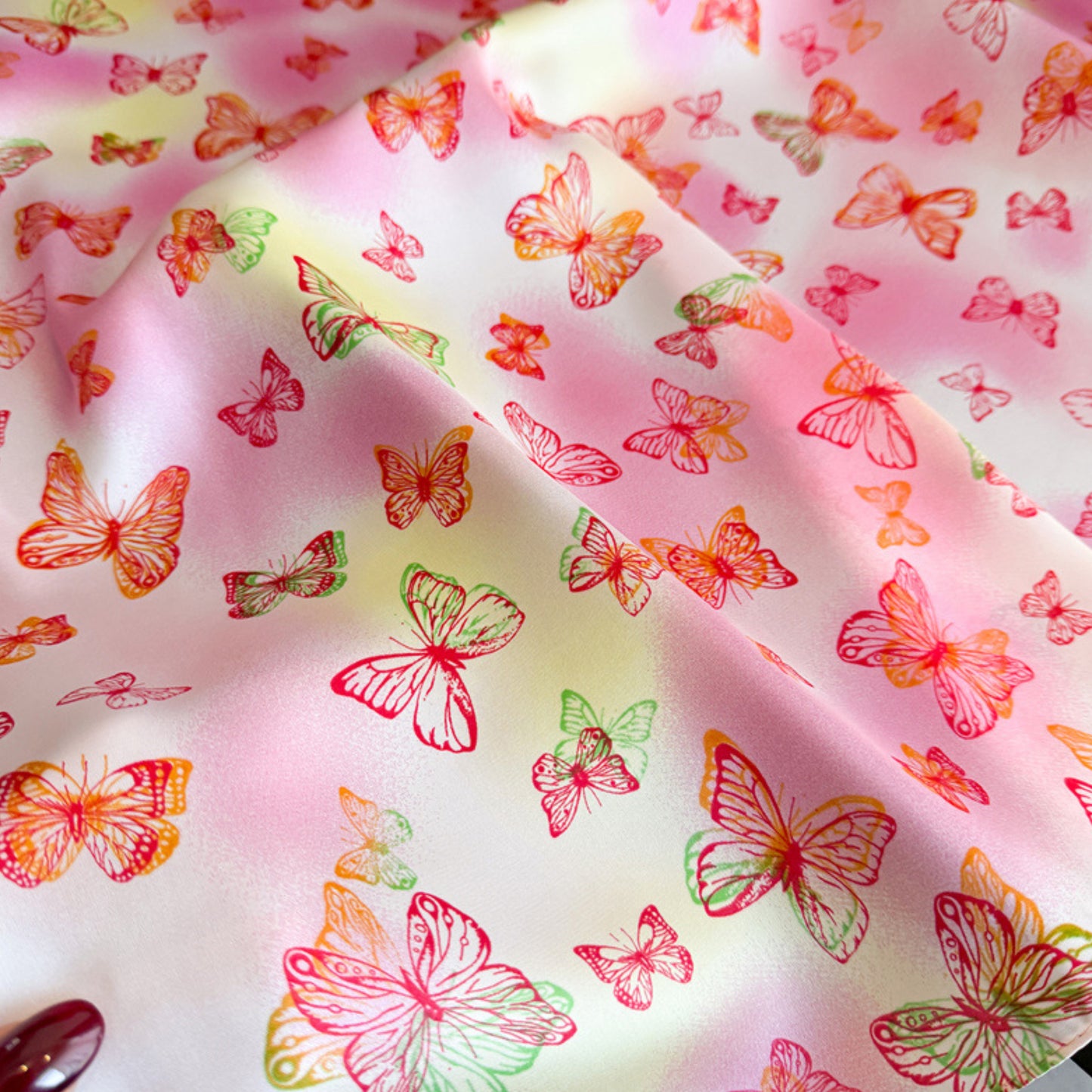 Butterfly Print Satin Square Scarf Lightweight Soft Hair Neck Wrap Fashion Accessory