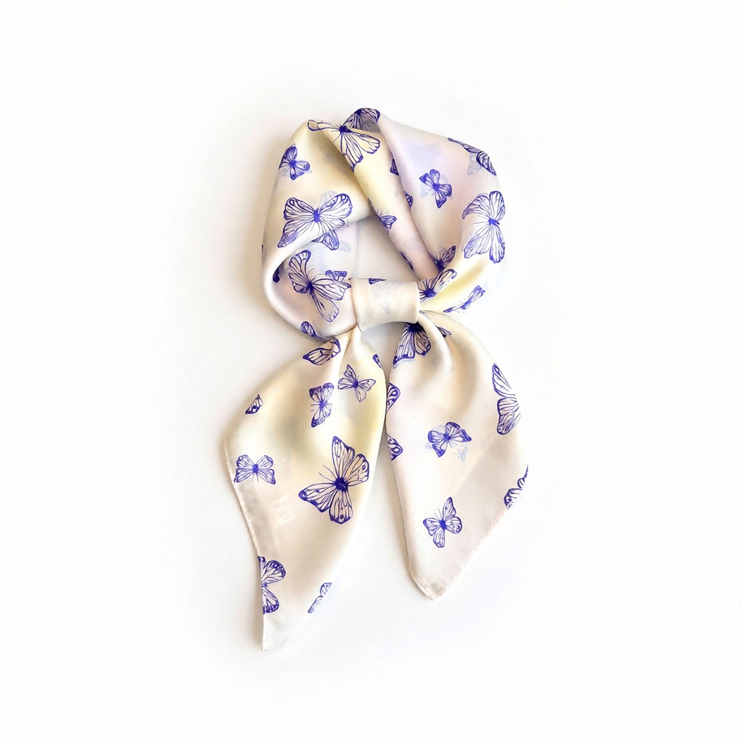 Butterfly Print Satin Square Scarf Lightweight Soft Hair Neck Wrap Fashion Accessory