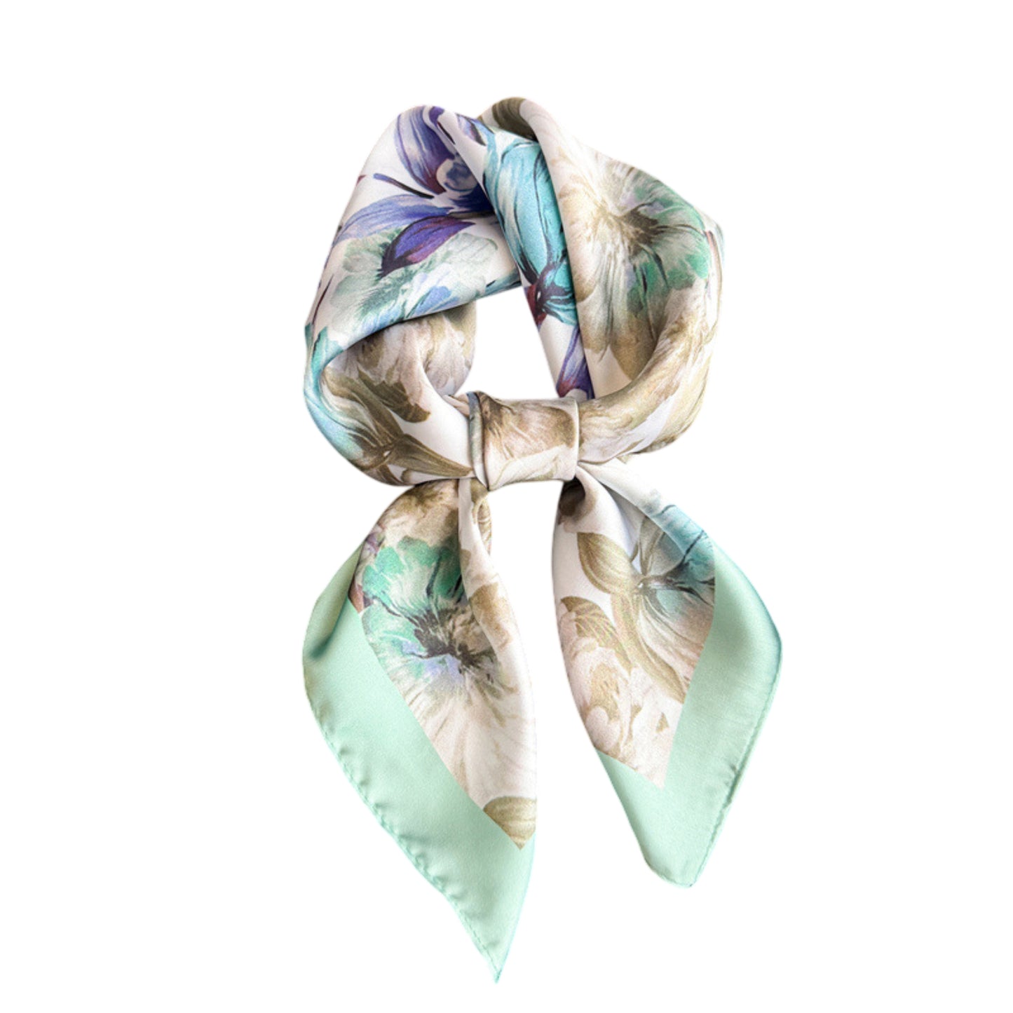 Floral Print Satin Square Scarf Soft Lightweight Hair Neck Wrap Elegant Fashion Accessory