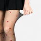 Sheer Heart Pattern Tights with Delicate Allover Embroidery