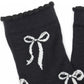 2-Pack Bow Pattern Crew Socks with Scalloped Trim and Contrast Details